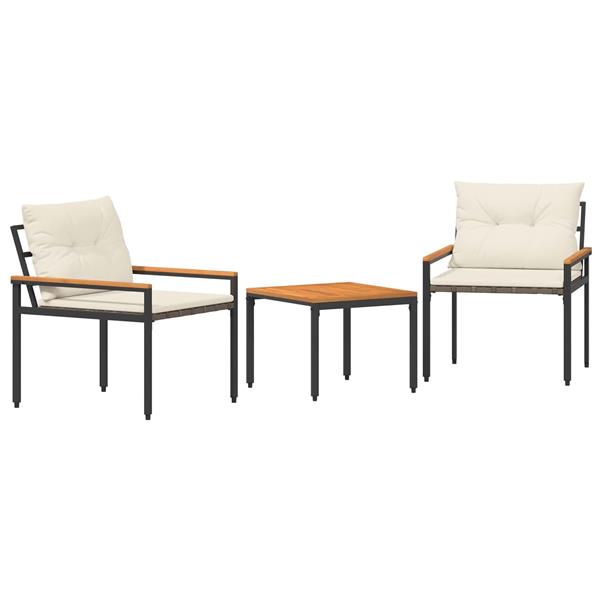 Grote foto vidaxl tuinmeubelset 3 st cr mewit poly rattan tuin en terras tuinmeubelen