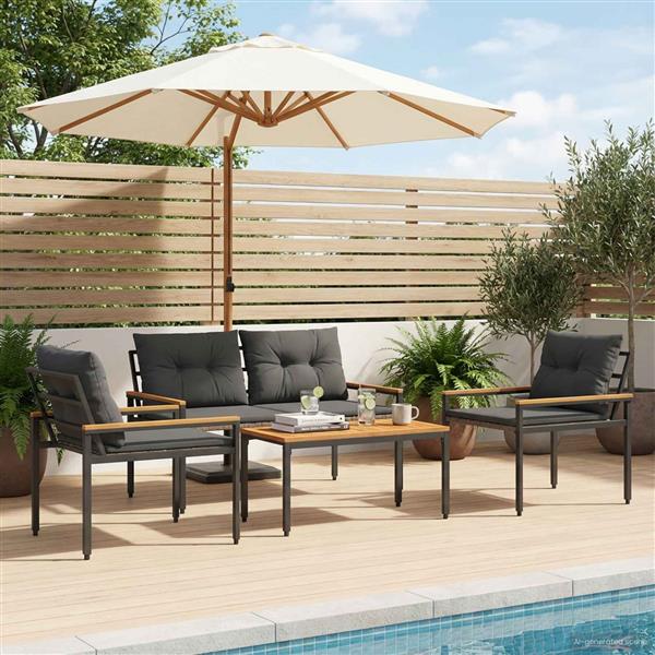 Grote foto vidaxl tuinmeubelset 4 st donkergrijs poly rattan tuin en terras tuinmeubelen