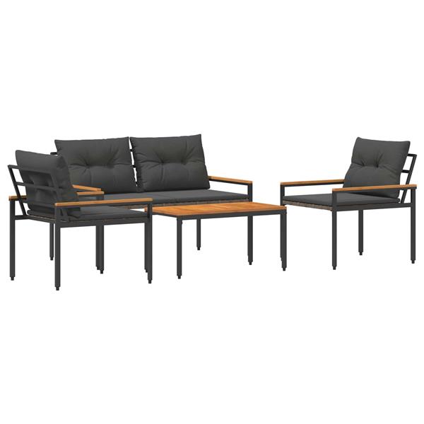 Grote foto vidaxl tuinmeubelset 4 st donkergrijs poly rattan tuin en terras tuinmeubelen