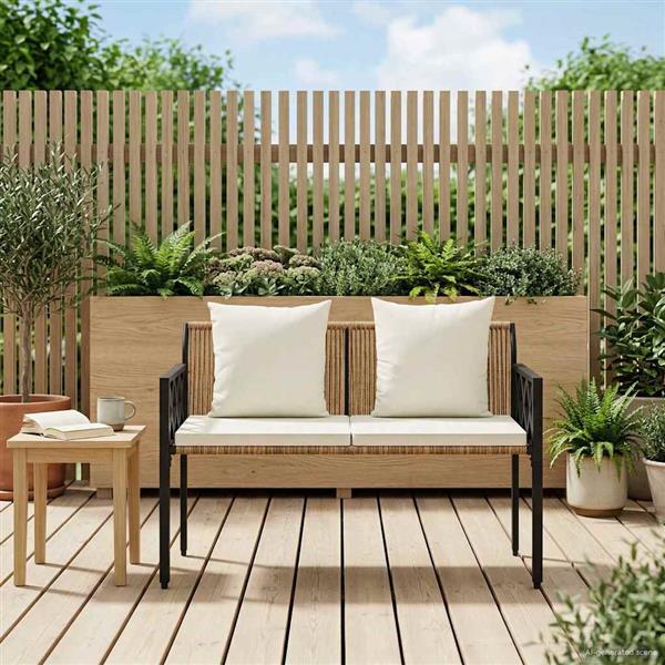 Grote foto vidaxl buitenbanken 2 seater 116 x 56 x 75 cm poly rattan tuin en terras tuinmeubelen