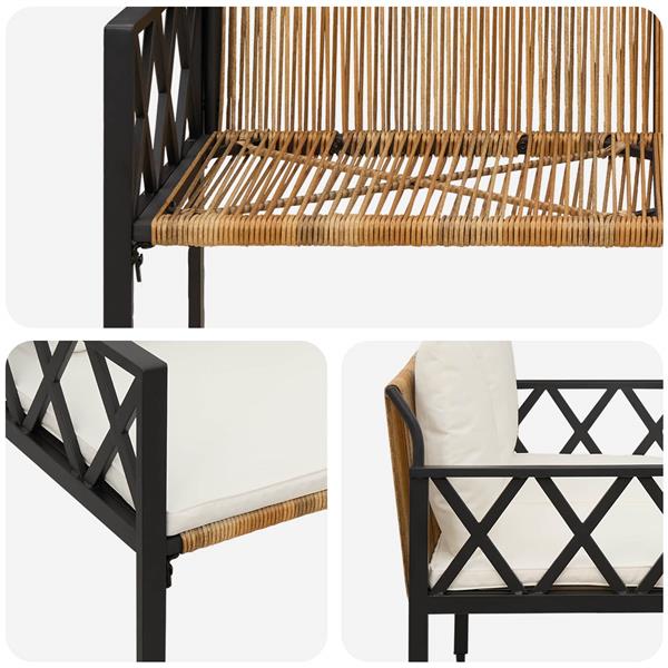 Grote foto vidaxl buitenbanken 2 seater 116 x 56 x 75 cm poly rattan tuin en terras tuinmeubelen