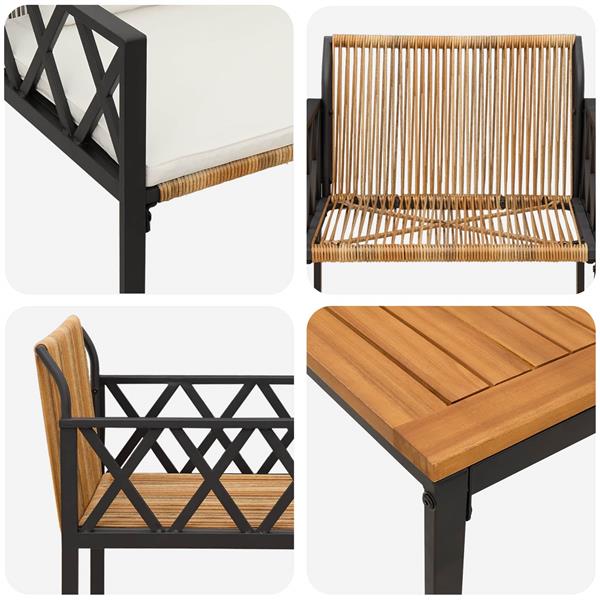 Grote foto vidaxl tuinmeubelset 3 st bruin en cr me wit poly rattan tuin en terras tuinmeubelen