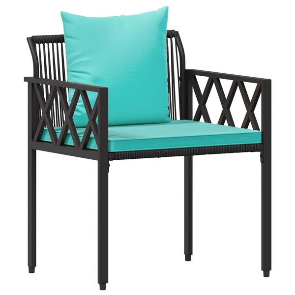 Grote foto vidaxl tuinmeubelset 4 st zwart en turquoise poly rattan tuin en terras tuinmeubelen