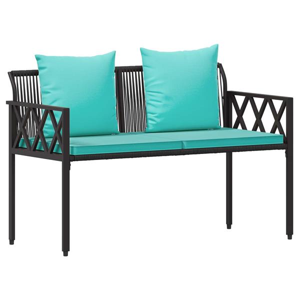 Grote foto vidaxl tuinmeubelset 4 st zwart en turquoise poly rattan tuin en terras tuinmeubelen