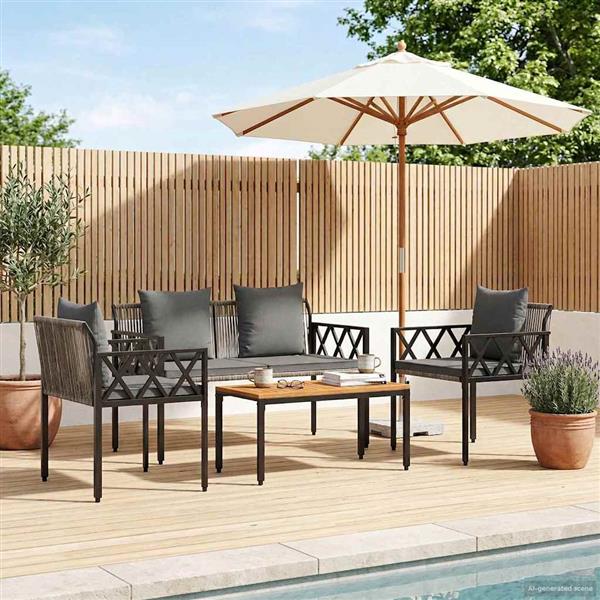 Grote foto vidaxl tuinmeubelset 4 st grijs en donkergrijs poly rattan tuin en terras tuinmeubelen