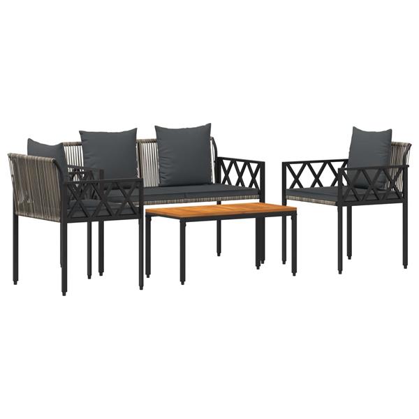 Grote foto vidaxl tuinmeubelset 4 st grijs en donkergrijs poly rattan tuin en terras tuinmeubelen