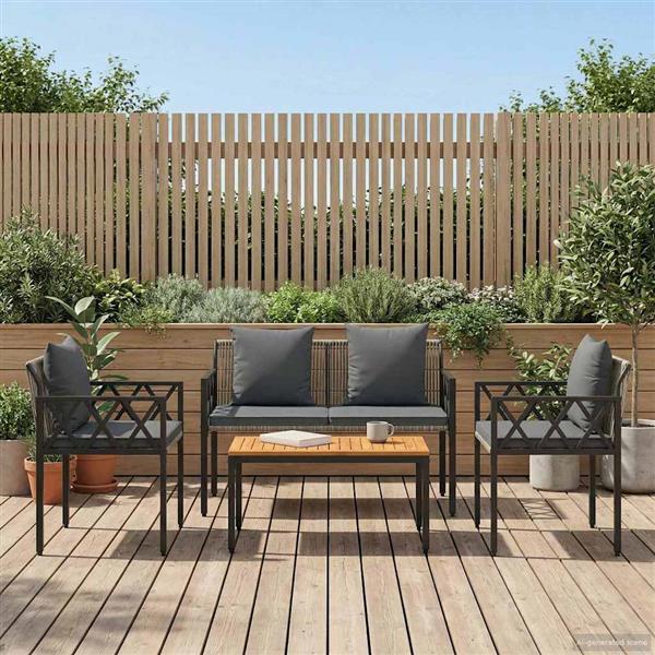 Grote foto vidaxl tuinmeubelset 4 st grijs en donkergrijs poly rattan tuin en terras tuinmeubelen