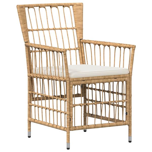 Grote foto vidaxl tuinstoelen 4 st naturel pe rattan staal en polyester stof tuin en terras tuinmeubelen