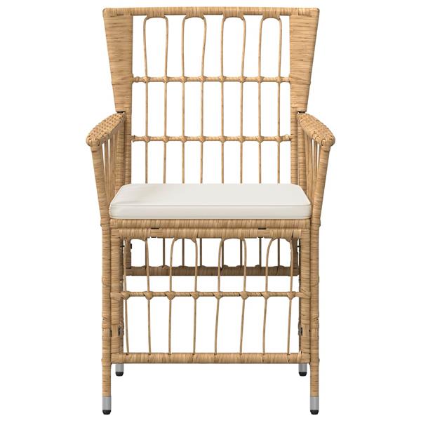 Grote foto vidaxl tuinstoelen 4 st naturel pe rattan staal en polyester stof tuin en terras tuinmeubelen