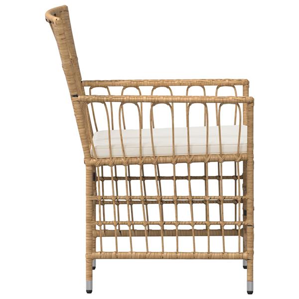 Grote foto vidaxl tuinstoelen 4 st naturel pe rattan staal en polyester stof tuin en terras tuinmeubelen