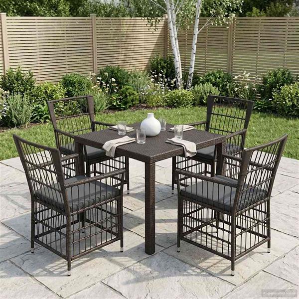 Grote foto vidaxl tuinstoelen 4 st zwart pe rattan staal en polyester stof tuin en terras tuinmeubelen