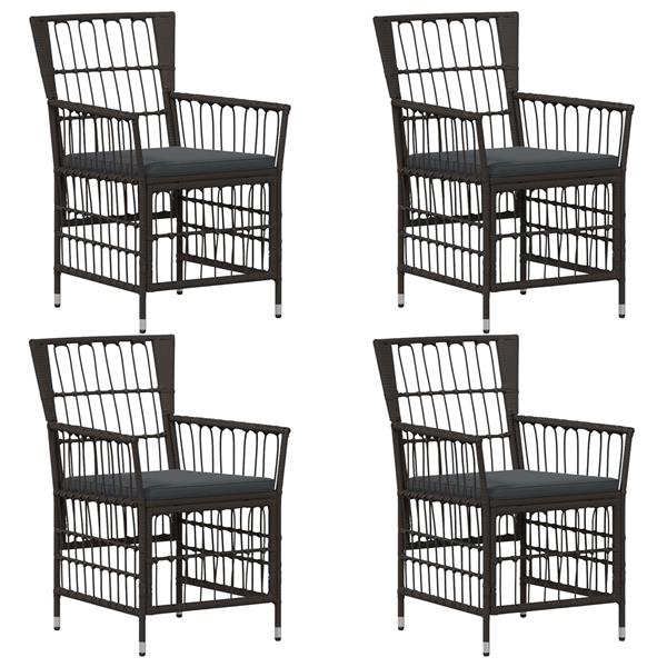 Grote foto vidaxl tuinstoelen 4 st zwart pe rattan staal en polyester stof tuin en terras tuinmeubelen