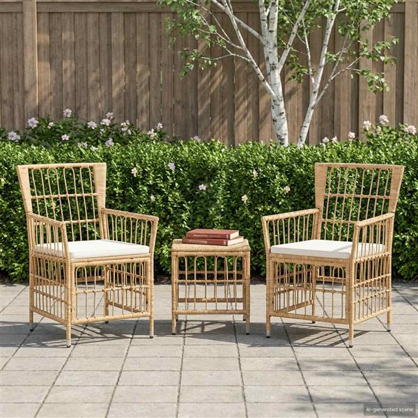Grote foto vidaxl tuinstoelen 2 st naturel pe rattan staal en polyester stof tuin en terras tuinmeubelen