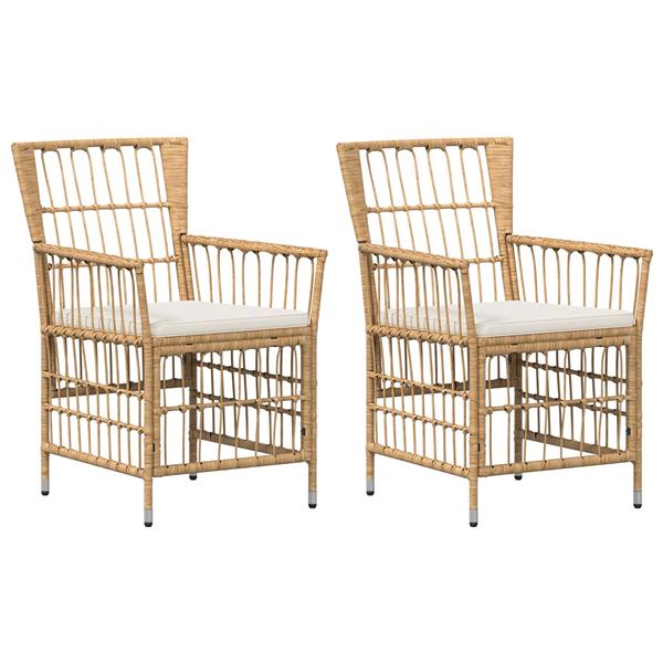 Grote foto vidaxl tuinstoelen 2 st naturel pe rattan staal en polyester stof tuin en terras tuinmeubelen