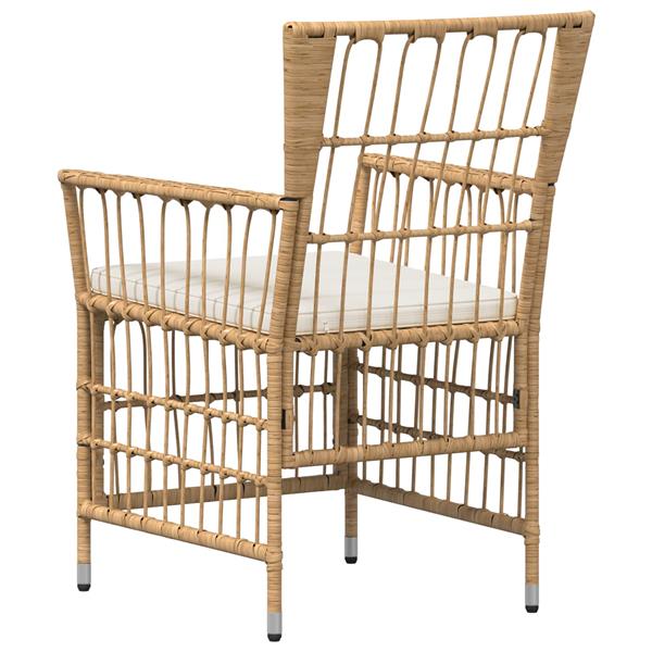 Grote foto vidaxl tuinstoelen 2 st naturel pe rattan staal en polyester stof tuin en terras tuinmeubelen
