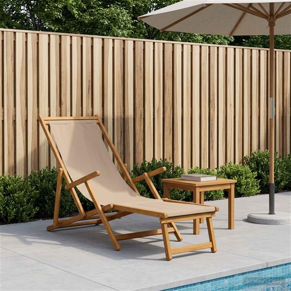 Grote foto vidaxl opvouwbare zonnebed 3 positie massief eucalyptus hout taupe tuin en terras tuinmeubelen