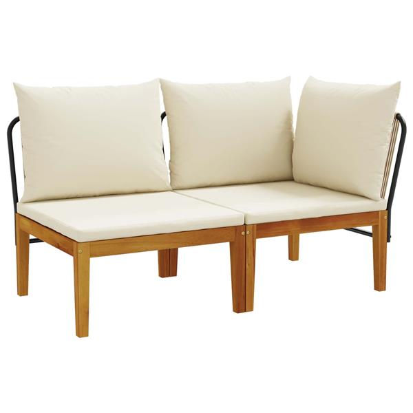 Grote foto vidaxl 2 st tuin loungeset met kussens massief acaciahout touw tuin en terras tuinmeubelen