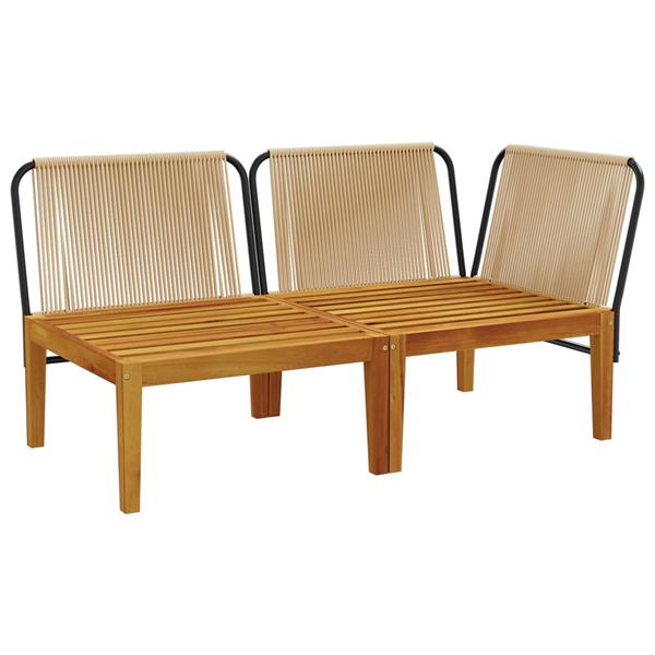 Grote foto vidaxl 2 st tuin loungeset met kussens massief acaciahout touw tuin en terras tuinmeubelen