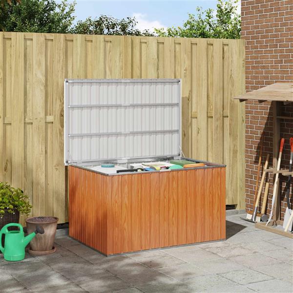 Grote foto vidaxl buitenopslagdoos gegalvaniseerd staal 150 x 101 x 91 cm hout tuin en terras overige tuin en terras
