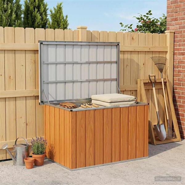 Grote foto vidaxl buitenopslagdoos hout 109 x 67 x 65 cm gegalvaniseerd staal tuin en terras overige tuin en terras