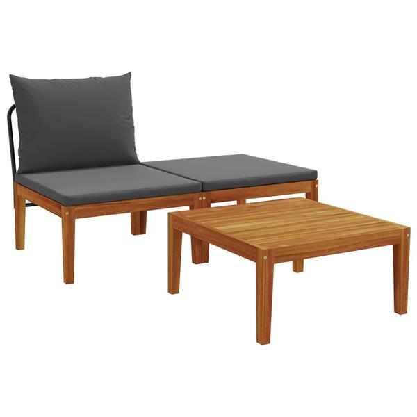 Grote foto vidaxl 3 st tuin loungeset met kussens massief acaciahout touw tuin en terras tuinmeubelen