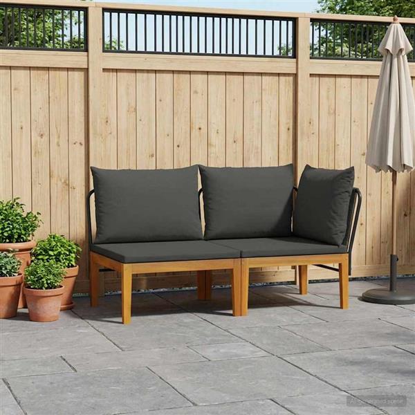 Grote foto vidaxl 2 st tuin loungeset met kussens massief acaciahout touw tuin en terras tuinmeubelen