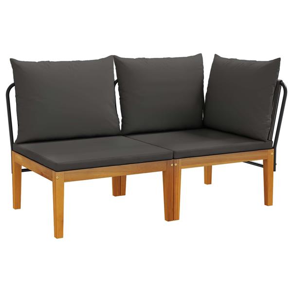 Grote foto vidaxl 2 st tuin loungeset met kussens massief acaciahout touw tuin en terras tuinmeubelen