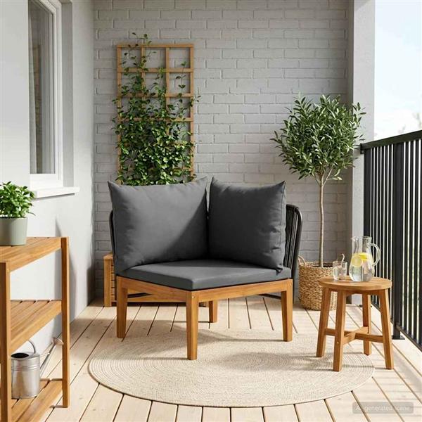 Grote foto vidaxl tuin hoek sofa met kussens massief acaciahout touw naturel tuin en terras tuinmeubelen