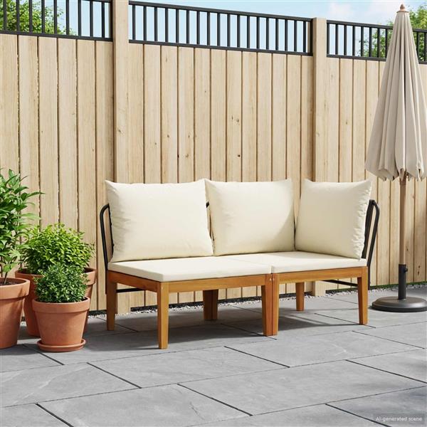 Grote foto vidaxl 2 st tuin loungeset met kussens massief acaciahout touw tuin en terras tuinmeubelen