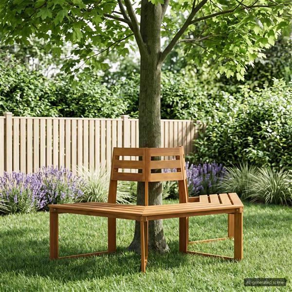 Grote foto vidaxl boombank 160 x 70 x 86 cm massief acaciahout naturel halfrond tuin en terras tuinmeubelen