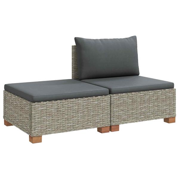 Grote foto vidaxl 2 st rieten loungeset met kussens gendt natuurlijk rattan tuin en terras tuinmeubelen