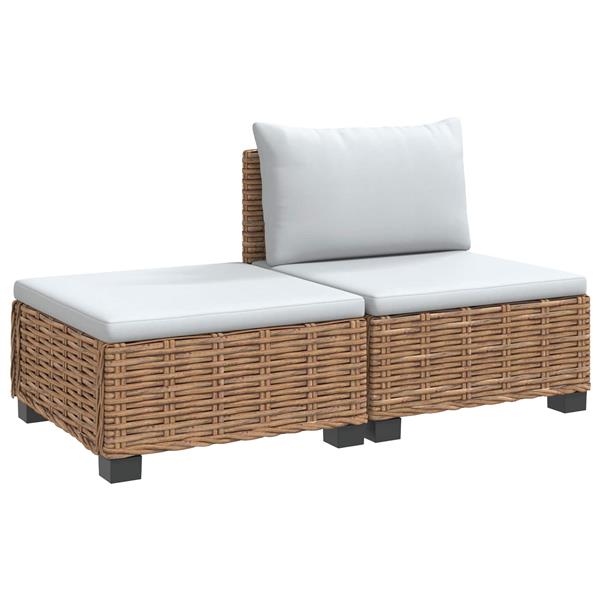 Grote foto vidaxl 2 st rieten loungeset met kussens gendt natuurlijk rattan tuin en terras tuinmeubelen