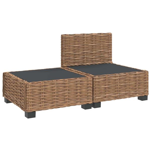Grote foto vidaxl 2 st rieten loungeset met kussens gendt natuurlijk rattan tuin en terras tuinmeubelen