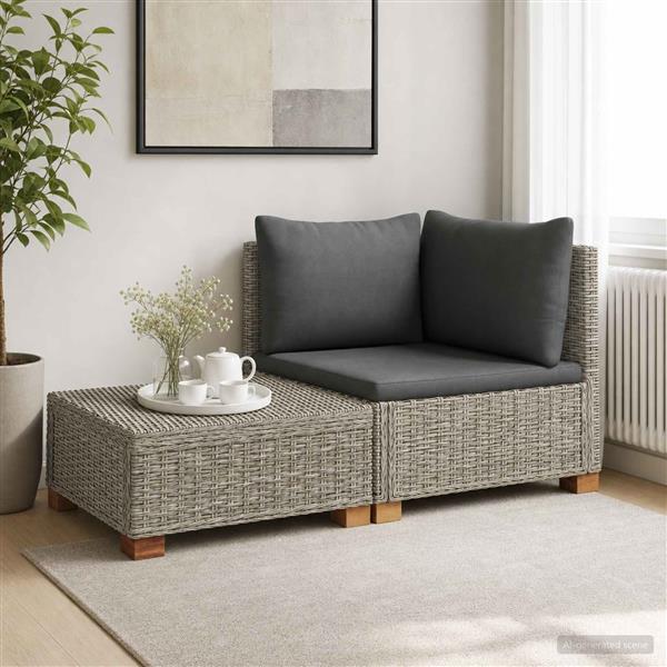 Grote foto vidaxl 2 st rieten loungeset met kussens gendt natuurlijk rattan tuin en terras tuinmeubelen