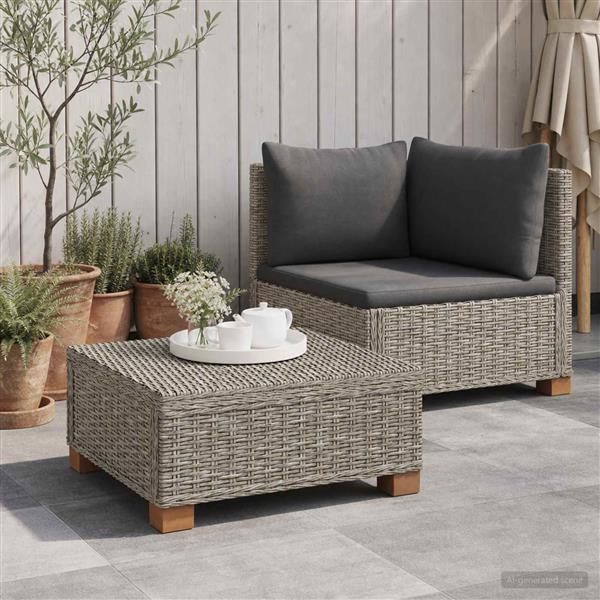 Grote foto vidaxl 2 st rieten loungeset met kussens gendt natuurlijk rattan tuin en terras tuinmeubelen