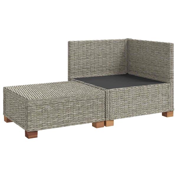 Grote foto vidaxl 2 st rieten loungeset met kussens gendt natuurlijk rattan tuin en terras tuinmeubelen