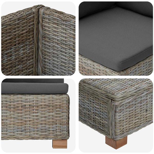 Grote foto vidaxl 2 st rieten loungeset met kussens gendt natuurlijk rattan tuin en terras tuinmeubelen