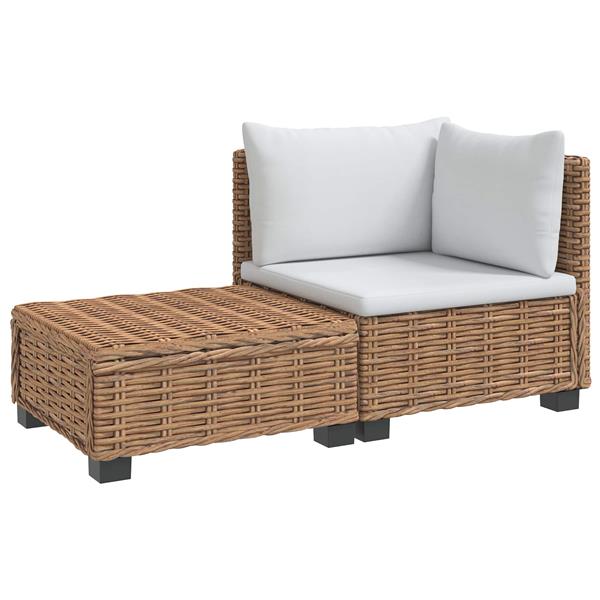 Grote foto vidaxl 2 st rieten loungeset met kussens gendt natuurlijk rattan tuin en terras tuinmeubelen
