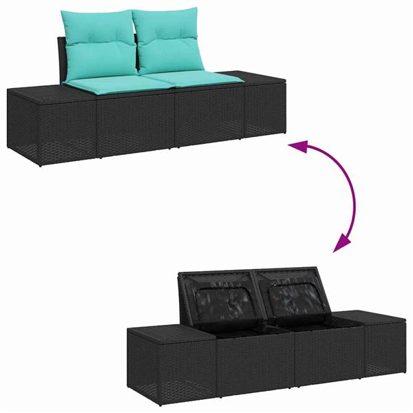 Grote foto vidaxl tuinbank met kussen met opslag 184 x 62 x 69 cm poly rattan tuin en terras tuinmeubelen
