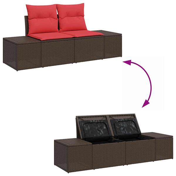 Grote foto vidaxl tuinbank met kussen met opslag 184 x 62 x 69 cm poly rattan tuin en terras tuinmeubelen