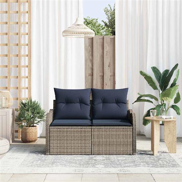 Grote foto vidaxl tuinbank met kussen 121 x 62 x 69 cm poly rattan tuin en terras tuinmeubelen