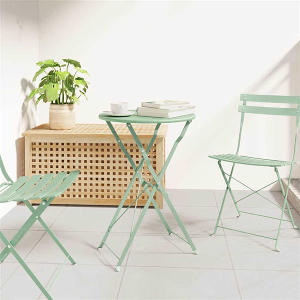 Grote foto vidaxl bistrotafel licht muntgroen 50 x 71 cm poedercoating staal tuin en terras tuinmeubelen