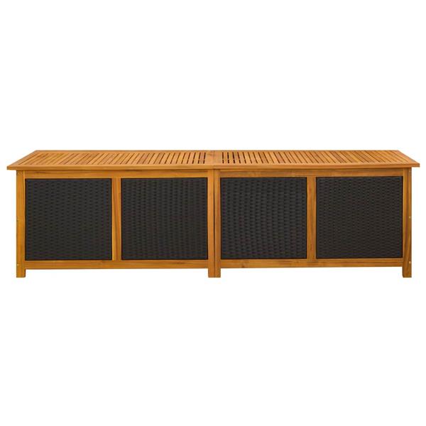 Grote foto vidaxl tuinopslagdoos 185 l massief acaciahout 200 x 50 x 56 cm zwart tuin en terras overige tuin en terras