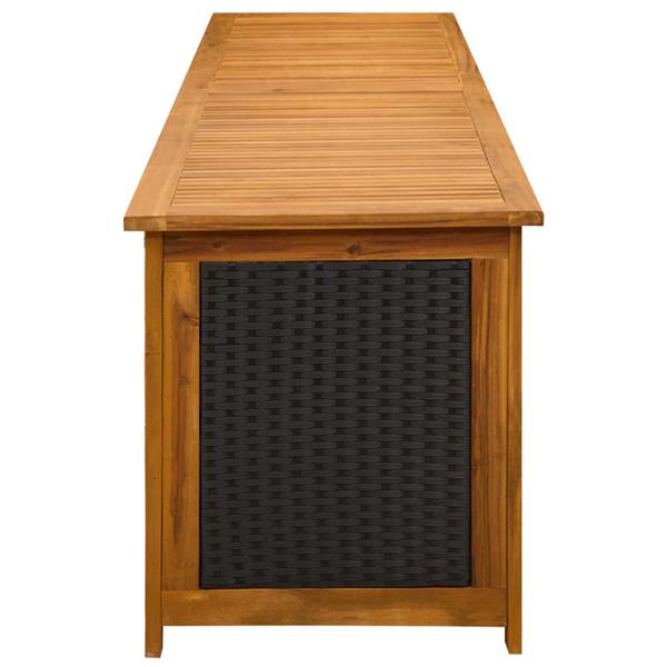 Grote foto vidaxl tuinopslagdoos 185 l massief acaciahout 200 x 50 x 56 cm zwart tuin en terras overige tuin en terras