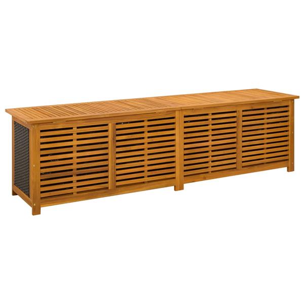 Grote foto vidaxl tuinopslagdoos 185 l massief acaciahout 200 x 50 x 56 cm zwart tuin en terras overige tuin en terras