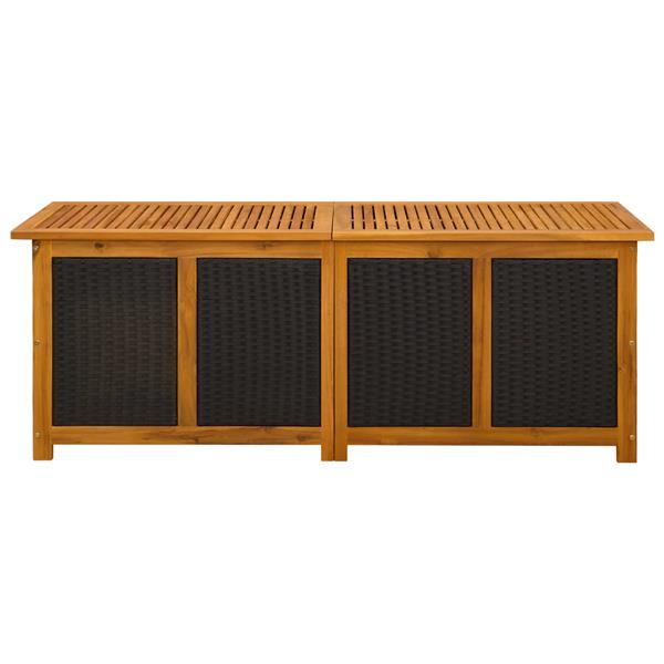 Grote foto vidaxl tuinopslagdoos 243 l massief acaciahout 150 x 50 x 56 cm zwart tuin en terras overige tuin en terras