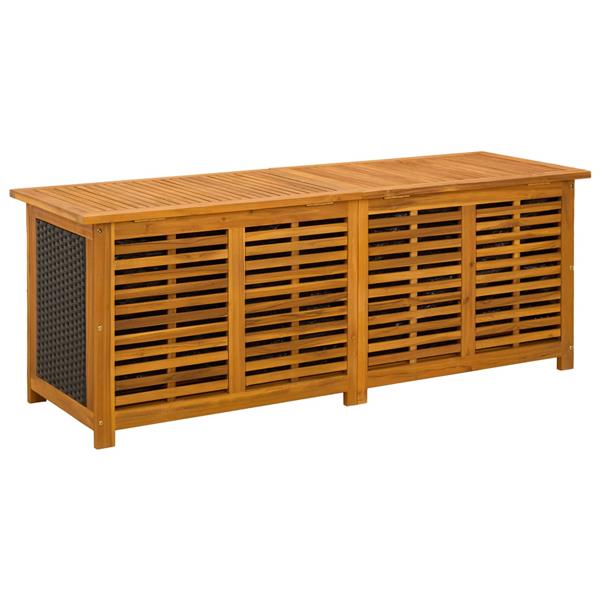 Grote foto vidaxl tuinopslagdoos 243 l massief acaciahout 150 x 50 x 56 cm zwart tuin en terras overige tuin en terras