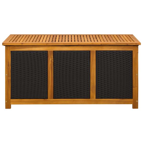 Grote foto vidaxl tuinopslagdoos 185 l massief acaciahout 113 x 50 x 56 cm zwart tuin en terras overige tuin en terras