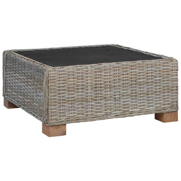 Grote foto vidaxl voetensteun met kussen gendt natuurlijk rattan kubu grijs tuin en terras tuinmeubelen