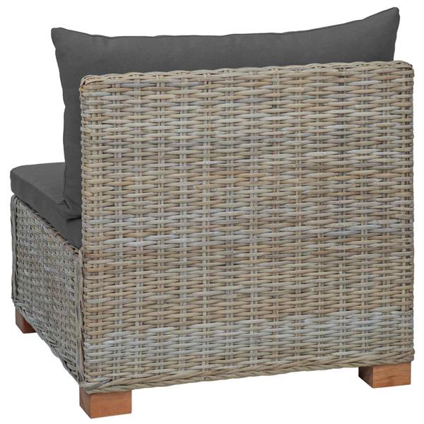 Grote foto vidaxl middelgrote bank met kussens gendt natuurlijk rattan kubu grijs tuin en terras tuinmeubelen